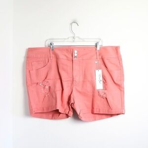 NWT Rosegal pastel pink denim shorts distressed plus size 5X curvy cuffed mid